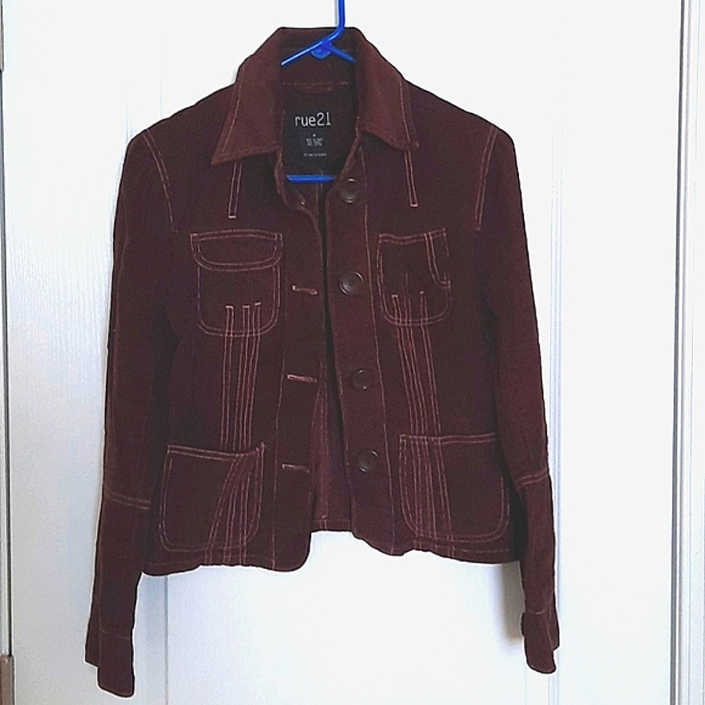 Brown lightweight corduroy shirt jacket